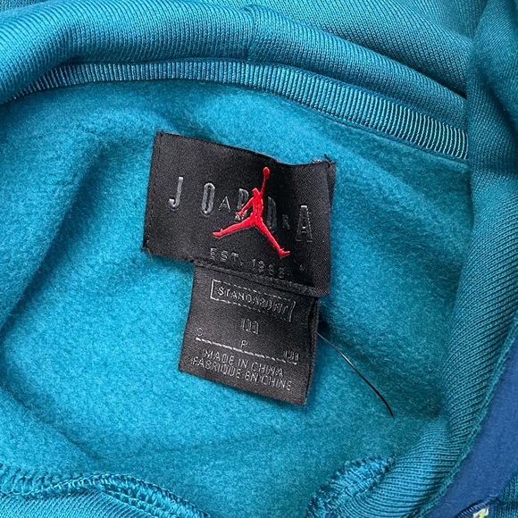 Air Jordan Pull Over Hooded Sweater CU9066-381 Small Nike Jumpman Teal - Picture 4 of 9